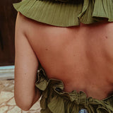 ALONDRA KHAKI RUFFLE BLOUSE