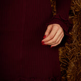 QUENETH RIBBED BURGUNDY DRESS