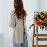 AURELIE BEIGE OPEN BACK BLAZER