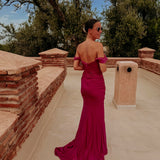 ILHAM FUCHSIA OFF SHOULDER DRESS