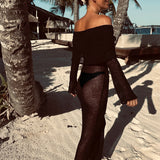 ISLA BLACK OFF SHOULDER DRESS