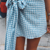 CORALIE LIGHT BLUE CHECKERED SKORT
