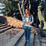 LUSIANA BLUE SPECIAL STRAIGHT JEANS A1076