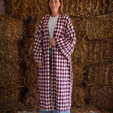 ROSEMARY BURGUNDY LONG CHECKERED COAT