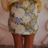 NAIMA WHITE/BLUE FLOWER SKIRT