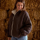 TRUDY BROWN/BEIGE REVERSIBLE PUFFER JACKET