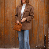 BRIELLE BROWN FLUFFY BLAZER