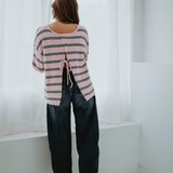 PRE-ORDER DANIQUE PINK STRIPED KNIT SWEATER