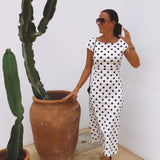 CALA SERENA BLACK/WHITE POLKADOTS DRESS