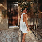 PRECIOSA ECRU HALTER DRESS