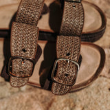 RIMAL BROWN RAFFIA SLIPPERS