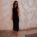 BOULEMANE BLACK HALTER DRESS