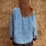 RODEO ROMANCE BLUE HEART DENIM BLOUSE