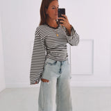 DELANEY KHAKI/ECRU STRIPED LONGSLEEVE SHIRT