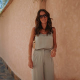 DAHAB SAGE GREEN SATIN TOP