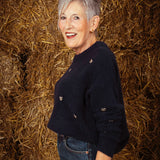 AUTUMNHEART DARK BLUE KNIT SWEATER