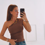 SYLVIE BROWN ONE SHOULDER TOP