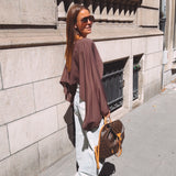 ADDISON BROWN STUDS BLOUSE