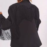 JOLENE BLACK FRINGE BLAZER