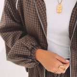 STELLA BROWN CHECKERED TWO-PIECE SET