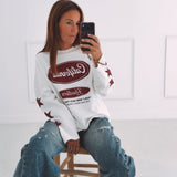 CALIFORNIA HUSTLERS BORDEAUX/WHITE LONGSLEEVE SHIRT
