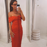 TRIXIE RED OFF SHOULDER DRESS