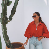 GONZALEZ RED ZIP BLOUSE