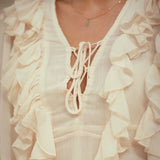 THELMA ECRU RUFFLE DRESS