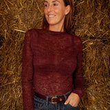 PAIGE BORDEAUX GLITTER LONGSLEEVE SHIRT