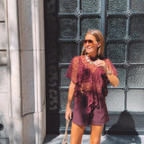 MARNIE BORDEAUX LACE BLOUSE