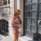 MOONLEY BORDEAUX CHECKERED BLOUSE