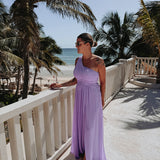NABILA ALLURE PURPLE ONE SHOULDER DRESS