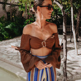GISELE BROWN CROPPED BLOUSE