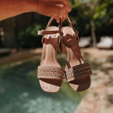 LUVIA BEIGE RAFFIA HEELS