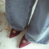 BENNETT POINTED BURGUNDY LEATHER FLATS