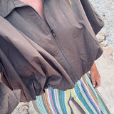 CLAY BROWN ZIP JACKET BLOUSE