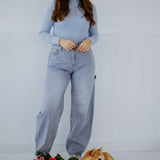 SUSANNA LIGHT BLUE LONGSLEEVE TURTLENECK SHIRT