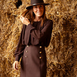 MARLOWE BROWN BUTTON DRESS