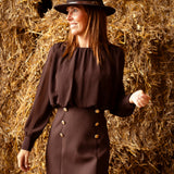 MARLOWE BROWN BUTTON DRESS