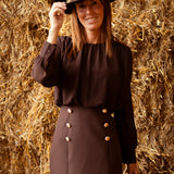 MARLOWE BROWN BUTTON DRESS