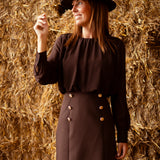 MARLOWE BROWN BUTTON DRESS