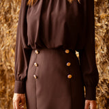MARLOWE BROWN BUTTON DRESS