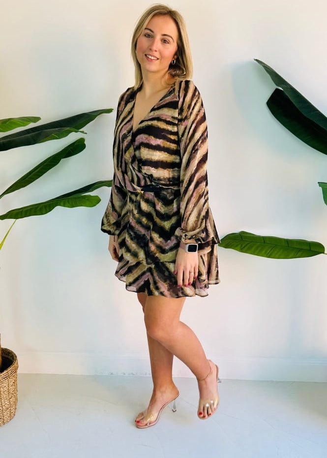 DUNE SAFARI BROWN STRIPED DRESS
