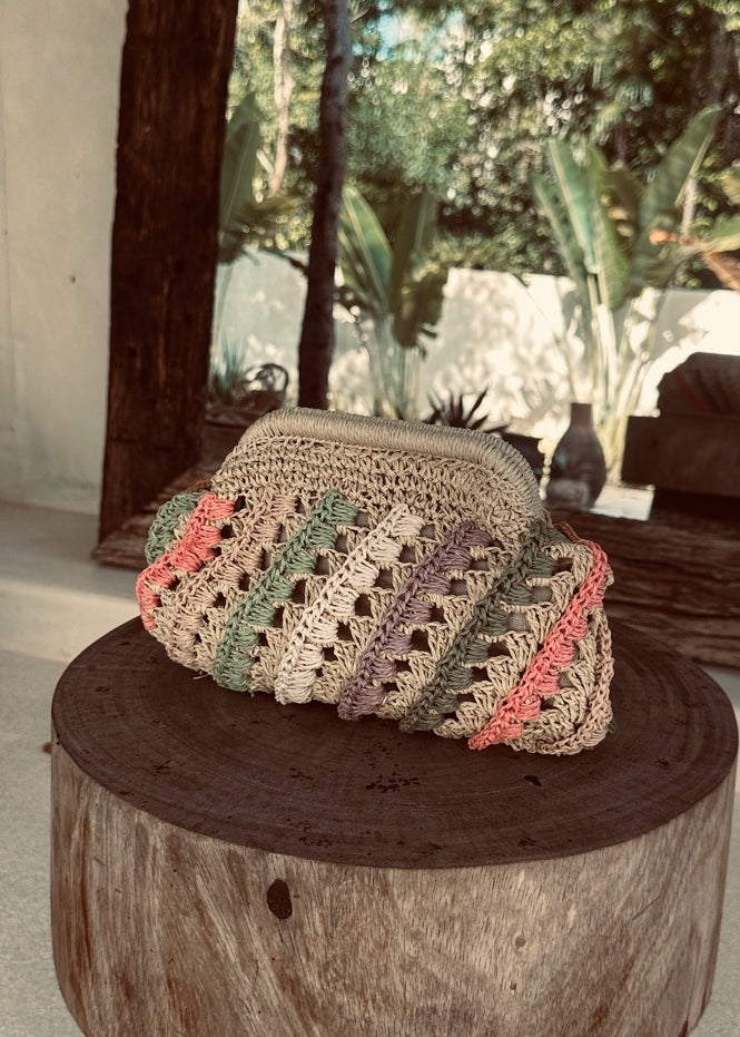 SONRISA GREEN/PINK BEACH POCHETTE